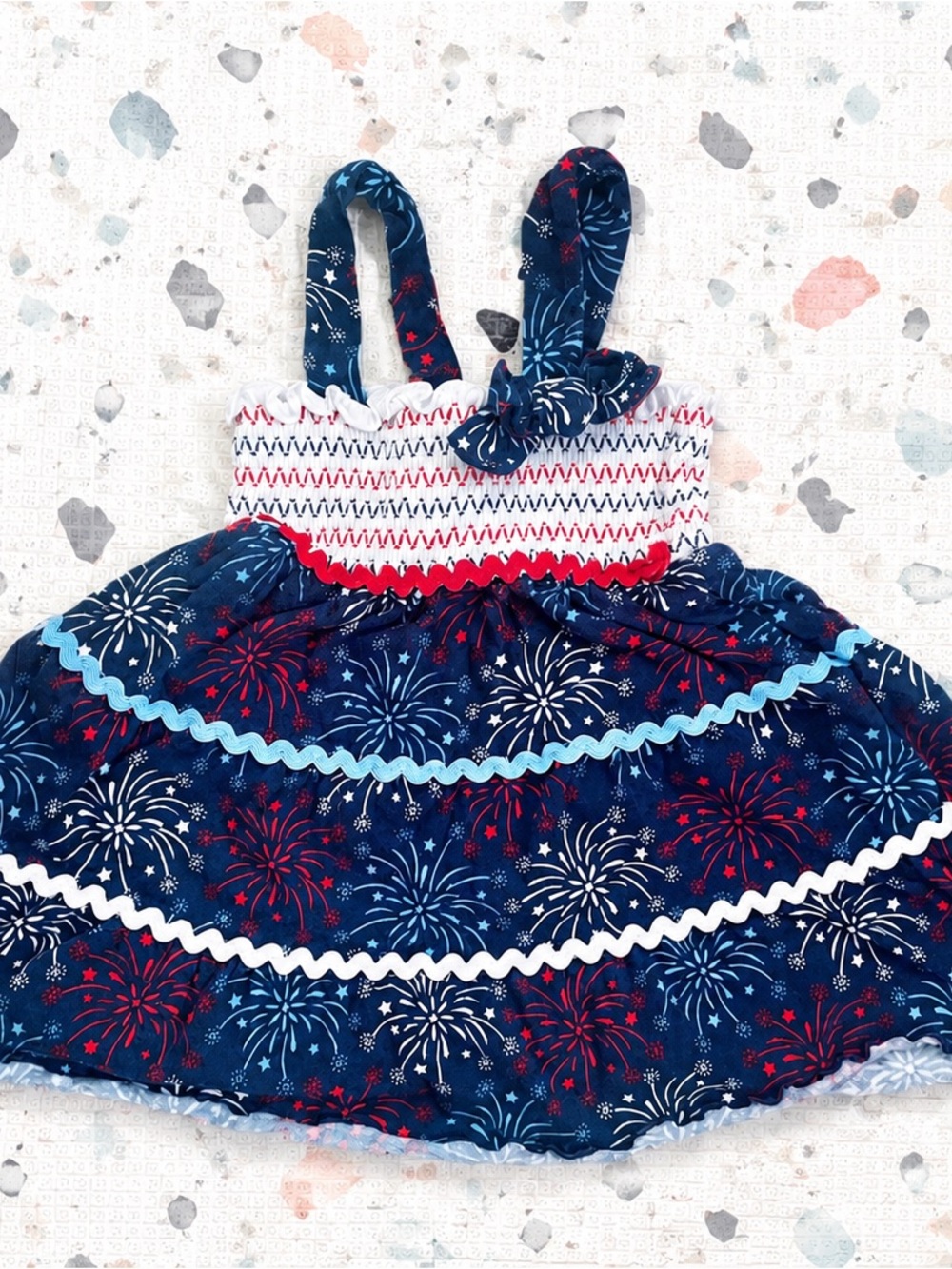 Good Lad Navy Blue Red White Fireworks Sundress